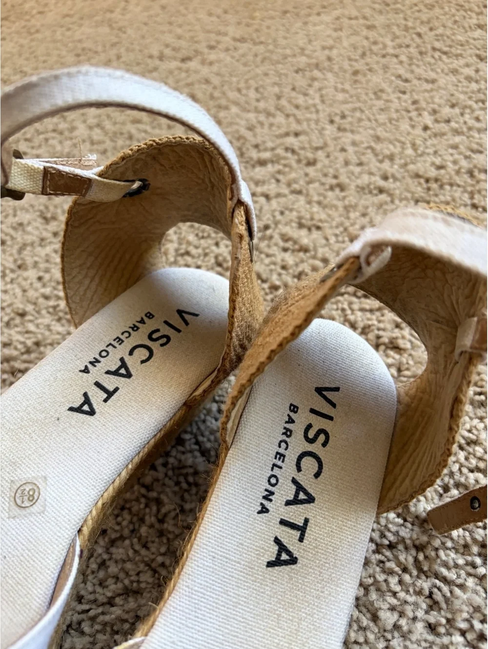 Viscata Barcelona white canvas Pubol espadrille wedges Size 8.5